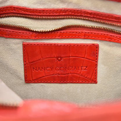Nancy Gonzalez Crocodile Tote Coral 6 of 10