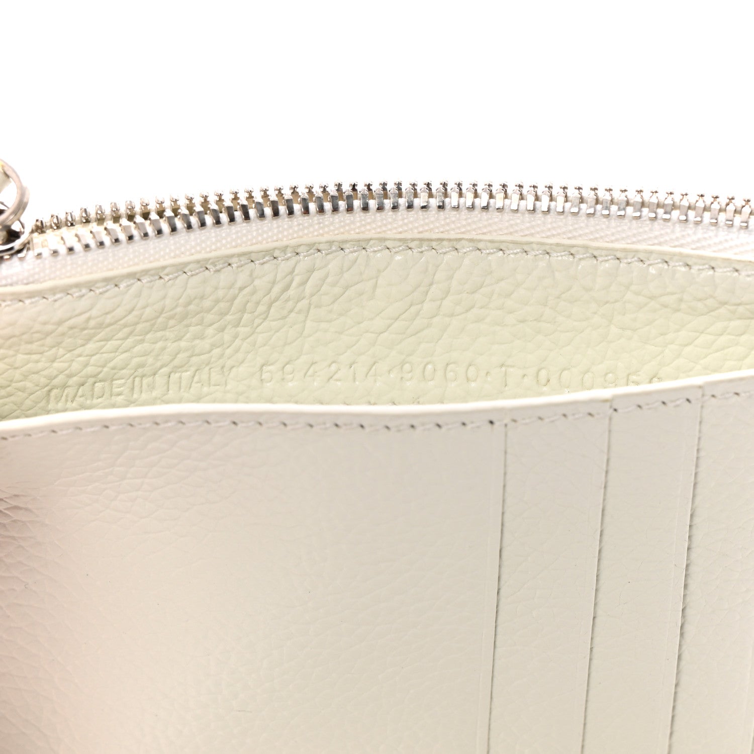 Balenciaga Grained Calfskin Logo Large Cash Long Coin Card Holder White Black 14 of 16