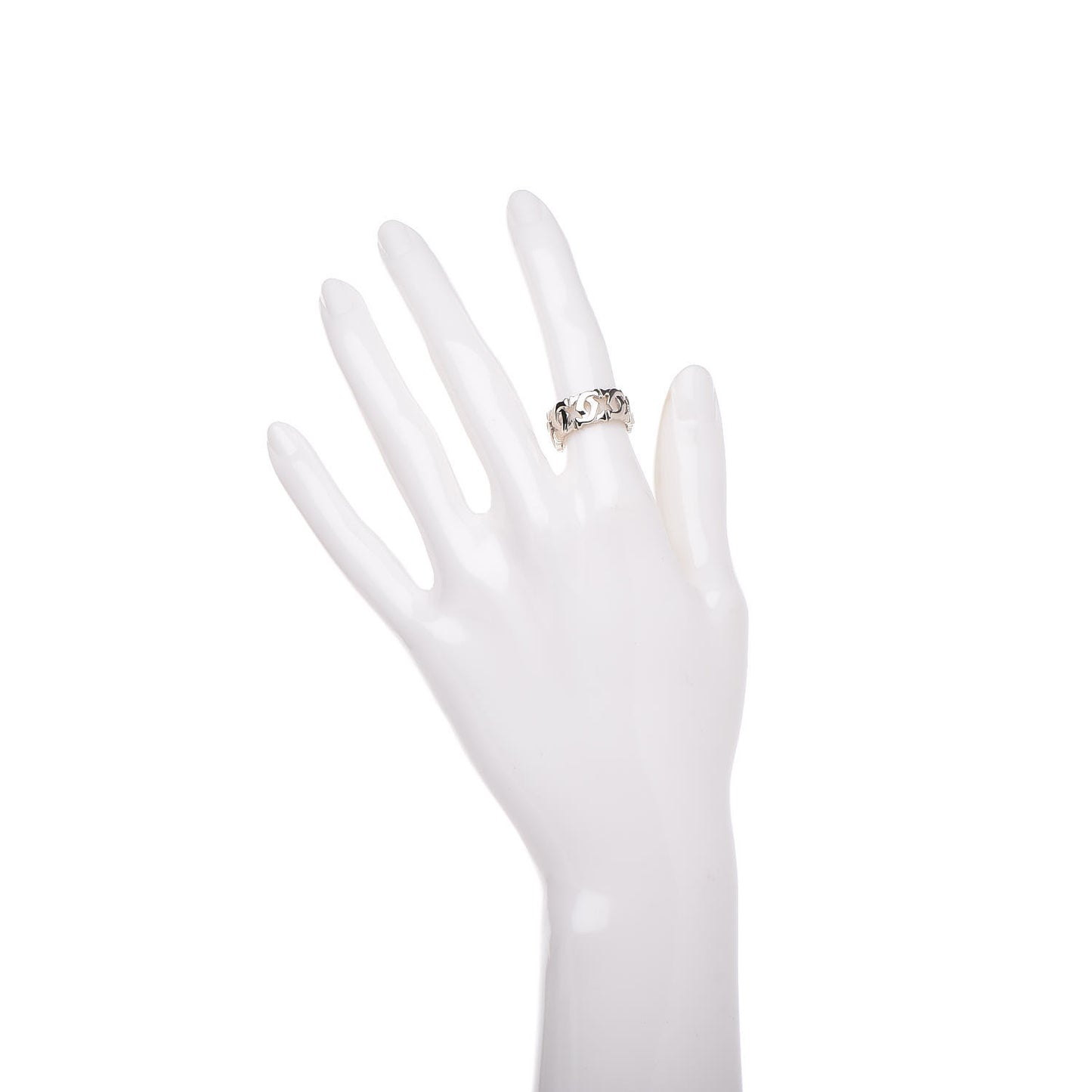 CARTIER 18K White Gold Entrelaces Ring 49 4.75