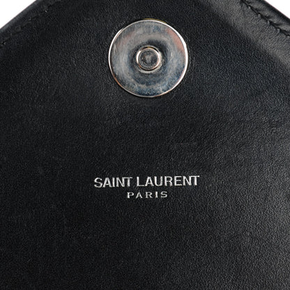 Saint Laurent Smooth Calfskin Matelasse Chevron Large Monogram Satchel Black 5 of 10