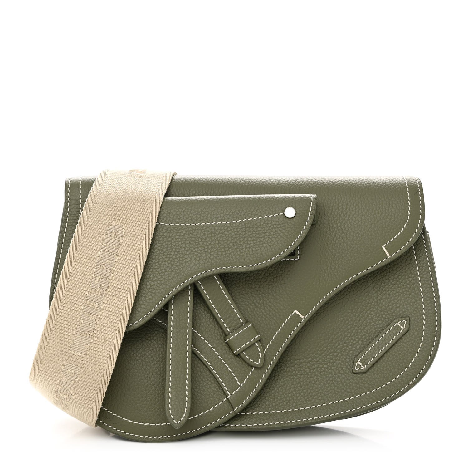 Christian Dior X KAWS Grained Calfskin Saddle Pouch Olive 1 of 11