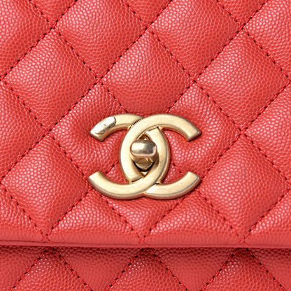 Chanel Caviar Quilted Small Coco Handle Flap Red 8 of 10