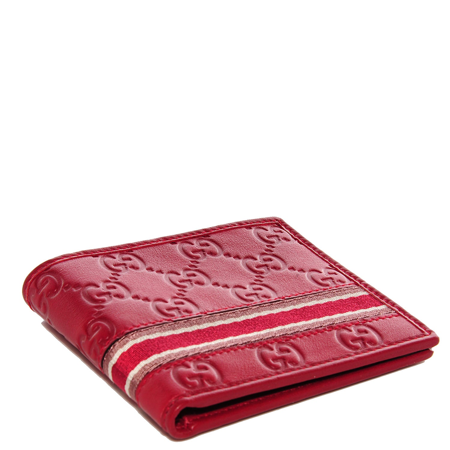 Gucci Mens Guccissima Web Bi-Fold Wallet Red 4 of 8
