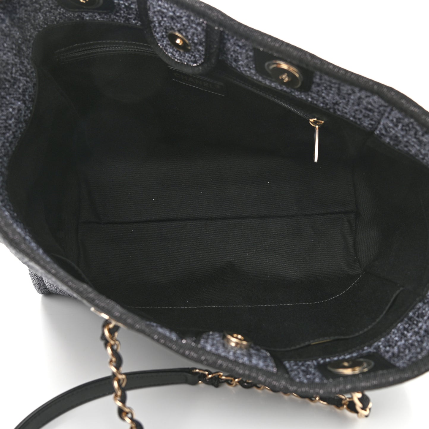 Lurex Boucle Small Deauville Tote Grey