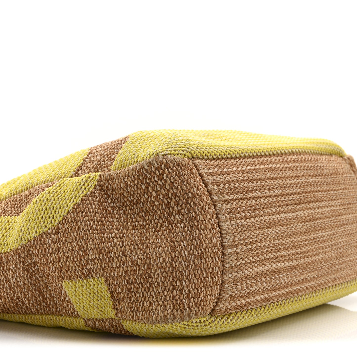 Mixed Fibers Large Shopping Bag Yellow Brown