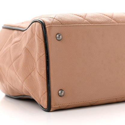 Chanel Calfskin Quilted Large Bowler Beige Black 11 of 19