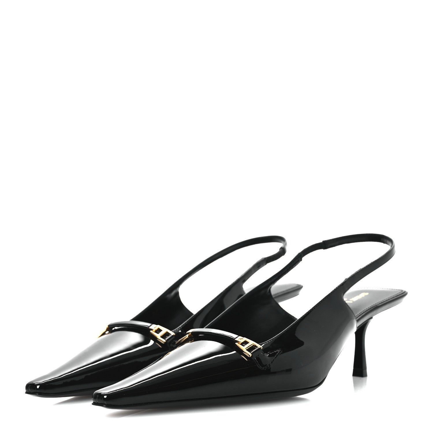 Saint Laurent Patent Carine 55 Slingback Pumps 37 Black 4 of 11