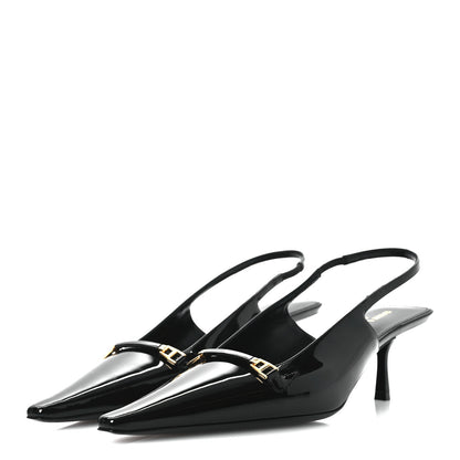 Saint Laurent Patent Carine 55 Slingback Pumps 37 Black 4 of 11