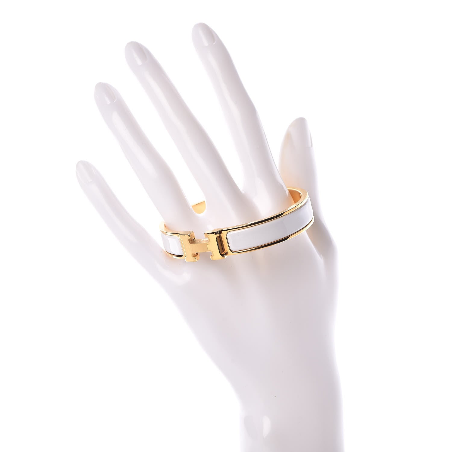Hermes Enamel Narrow Clic Clac H Bracelet GM White 2 of 5