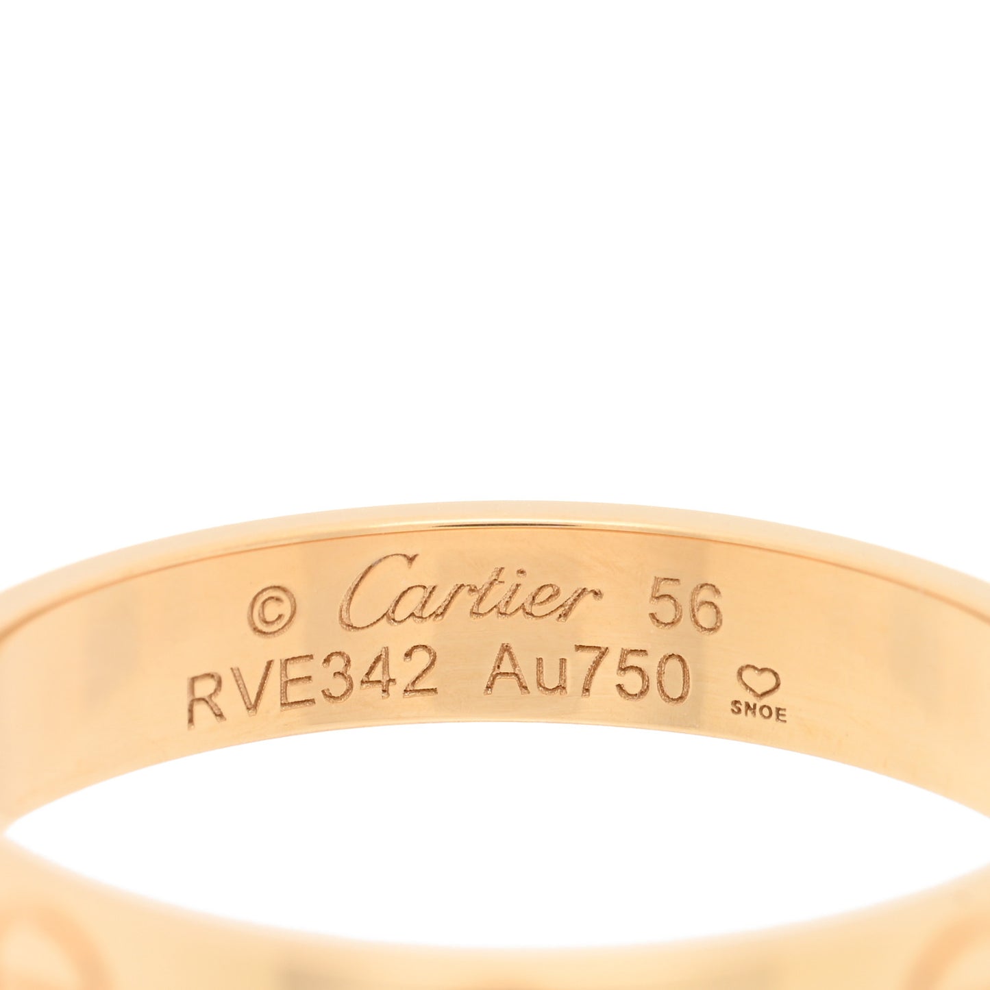 18K Yellow Gold 3.5mm LOVE Wedding Band Ring 56 7.5
