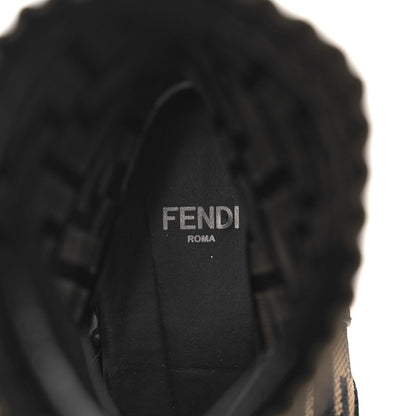 Fendi Calfskin Stretch Fabric FF Rockoko Biker Boots 41 Black Tobacco 7 of 13