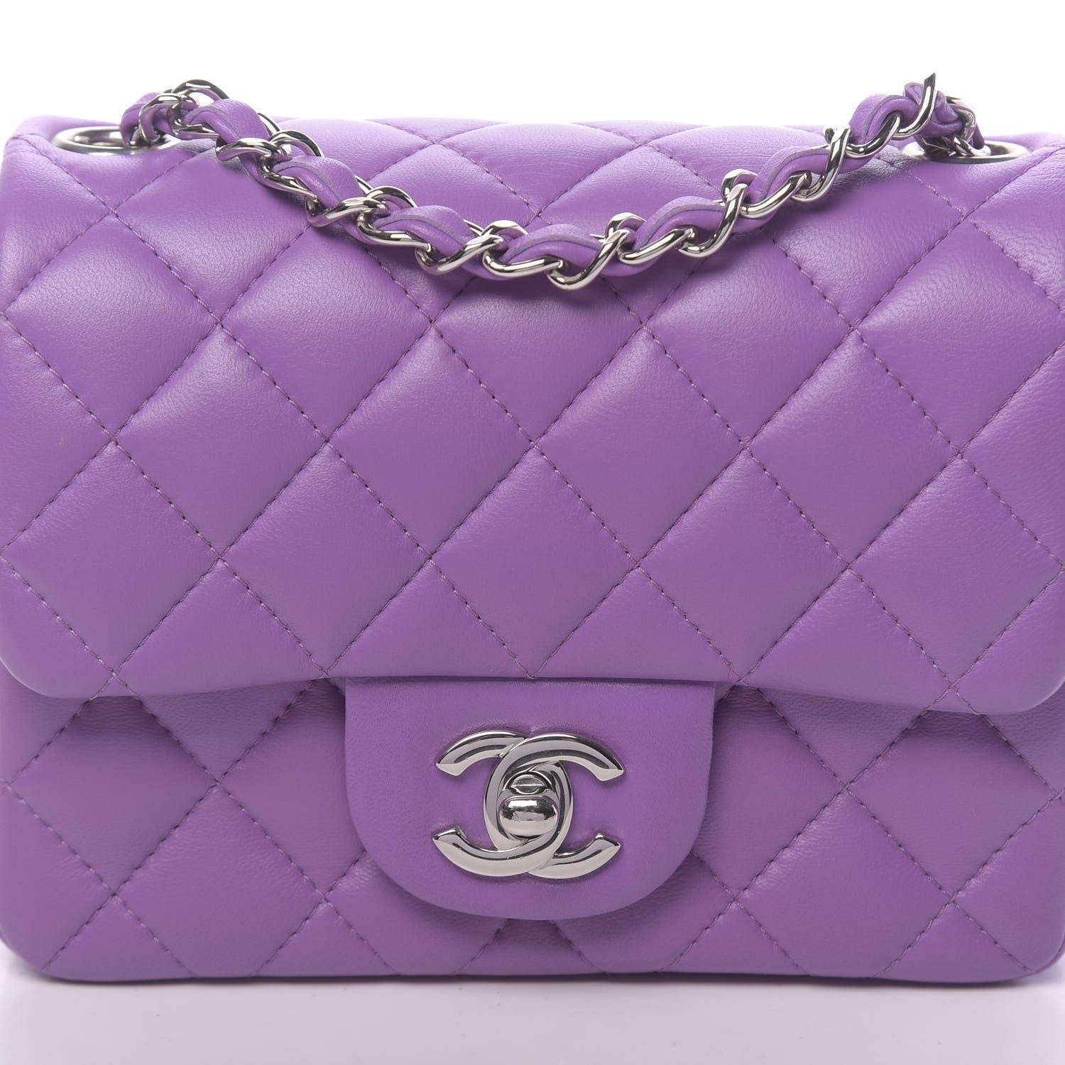 Chanel Lambskin Quilted Mini Square Flap Dark Purple 10 of 11