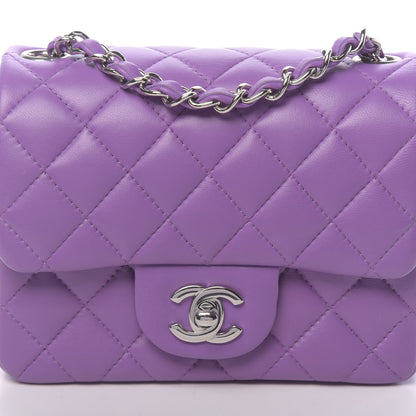 Chanel Lambskin Quilted Mini Square Flap Dark Purple 10 of 11