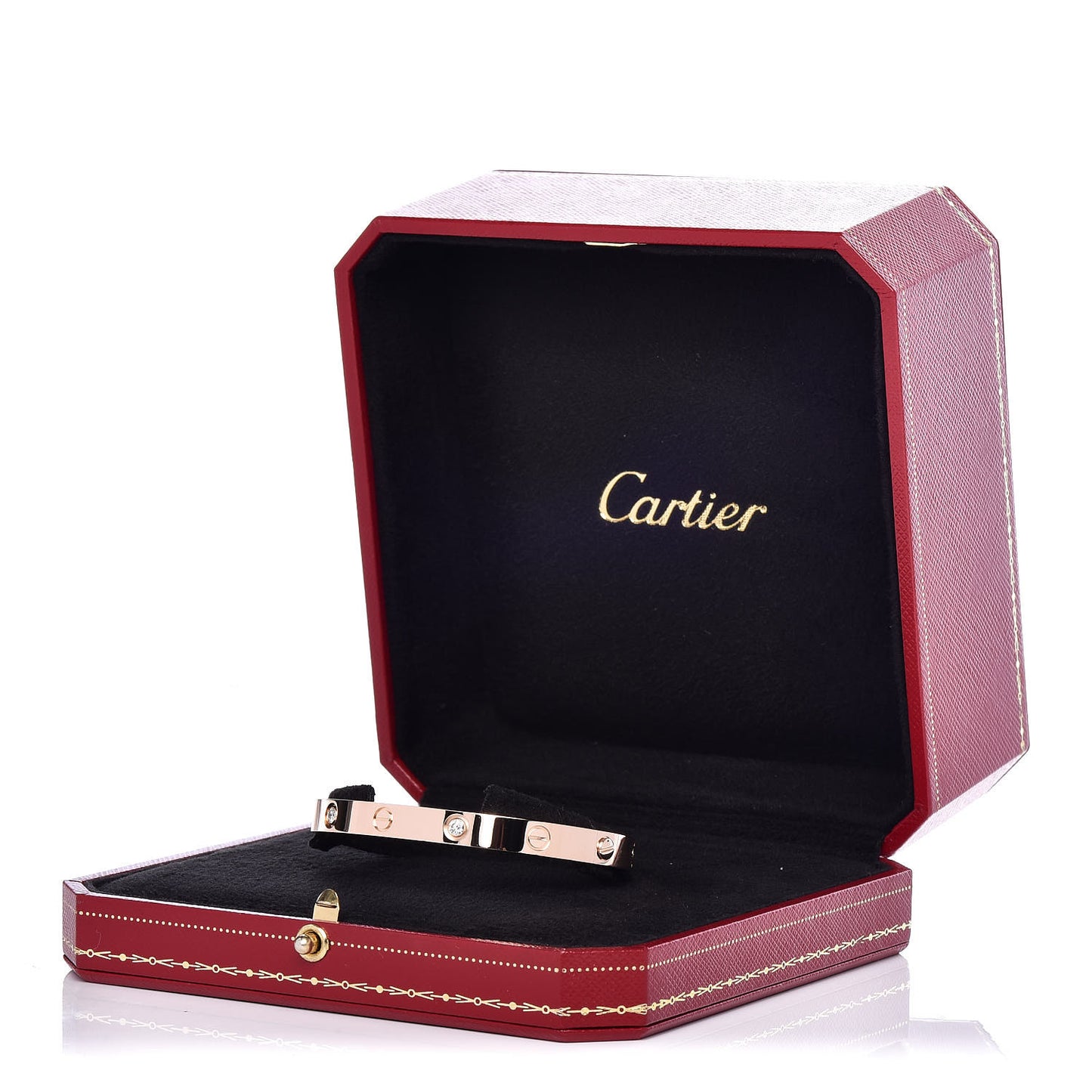 18K Pink Gold 4 Diamond LOVE Bracelet 17