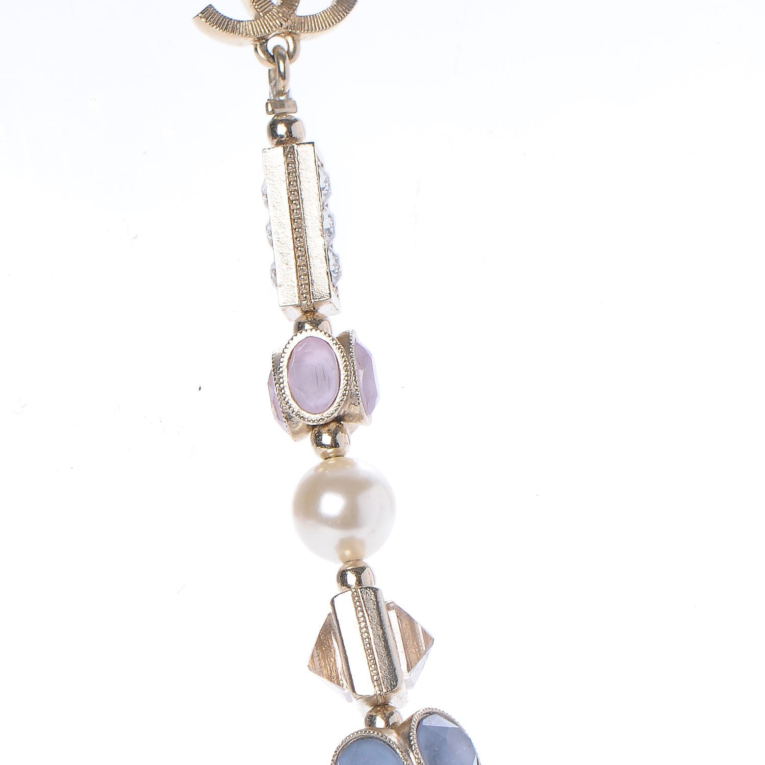 Chanel Pearl Crystal Short Necklace Gold Multicolor 4 of 7