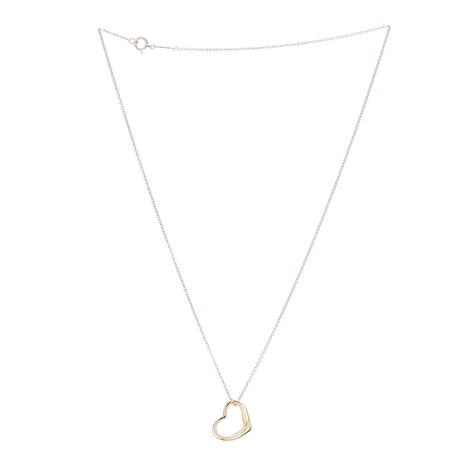 Tiffany 18K Yellow Gold Elsa Peretti Small Open Heart Pendant Necklace 3 of 8