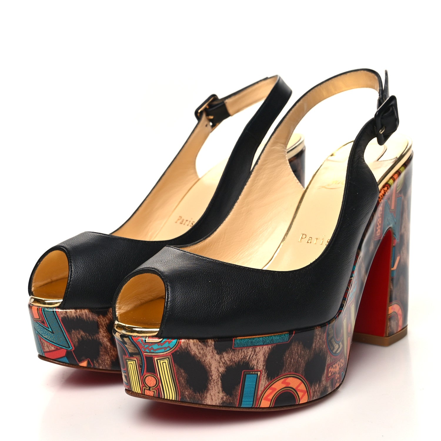 Christian Louboutin Nappa Patent Specchio Loubileo Dona Anna 120 Platform Wedges 38 Multicolor 3 of 8