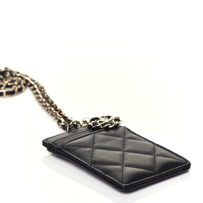 Chanel Lambskin Quilted Card Holder On Chain Black 4 of 6
