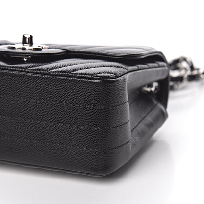 Chanel Caviar Chevron Quilted Mini Square Flap Black 9 of 10