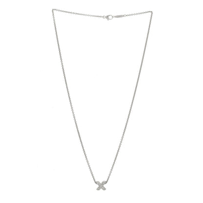 Tiffany 18K White Gold Diamond Cross Stitch Pendant Necklace 3 of 5