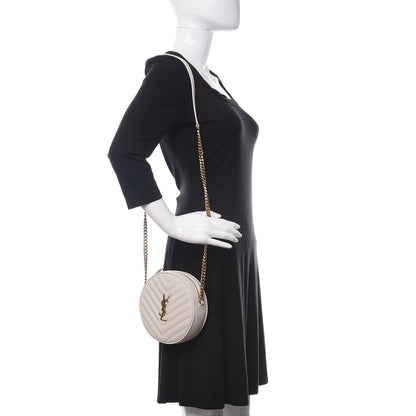 Saint Laurent Grain De Poudre Matelasse Chevron Quilted Round Vinyle Camera Bag Blanc Vintage 2 of 10