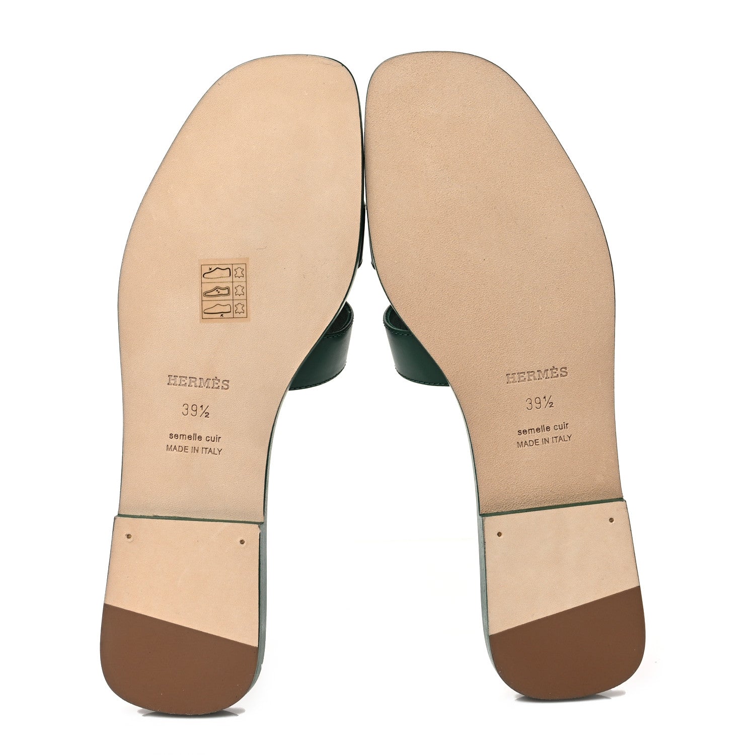 Hermes Calfskin Oran Sandals 39.5 Vert Electrique 6 of 9