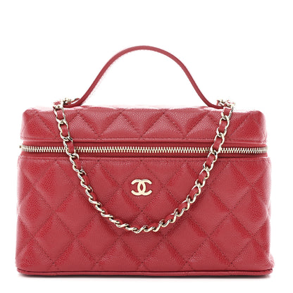 Chanel Caviar Quilted Top Handle Slim Vanity With Chain Red 1 of 11