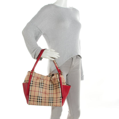 Burberry Haymarket Check Small Canterbury Tote Military Red 2 of 9
