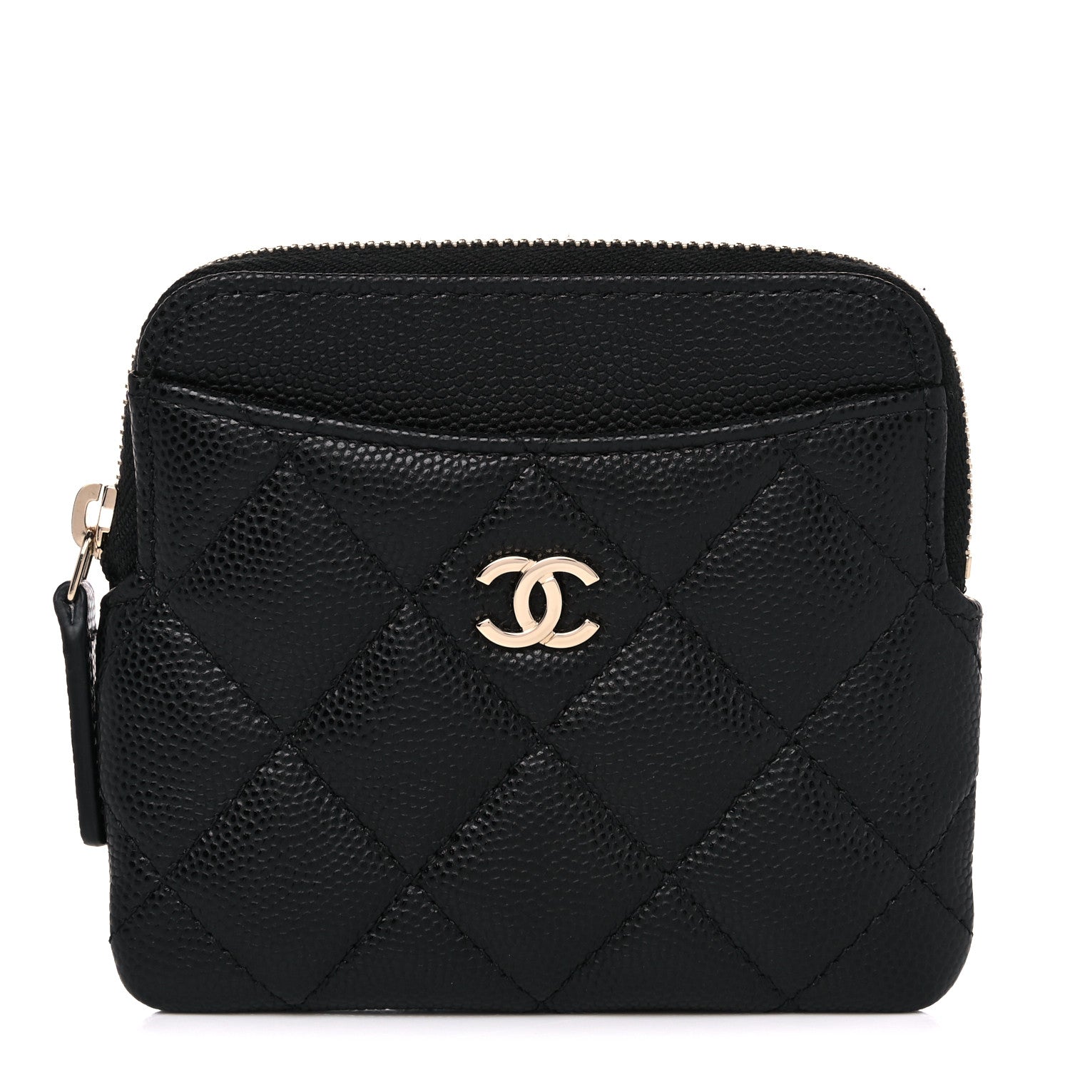 Chanel Caviar Quilted Zip Card Holder Wallet Black 1 of 10
