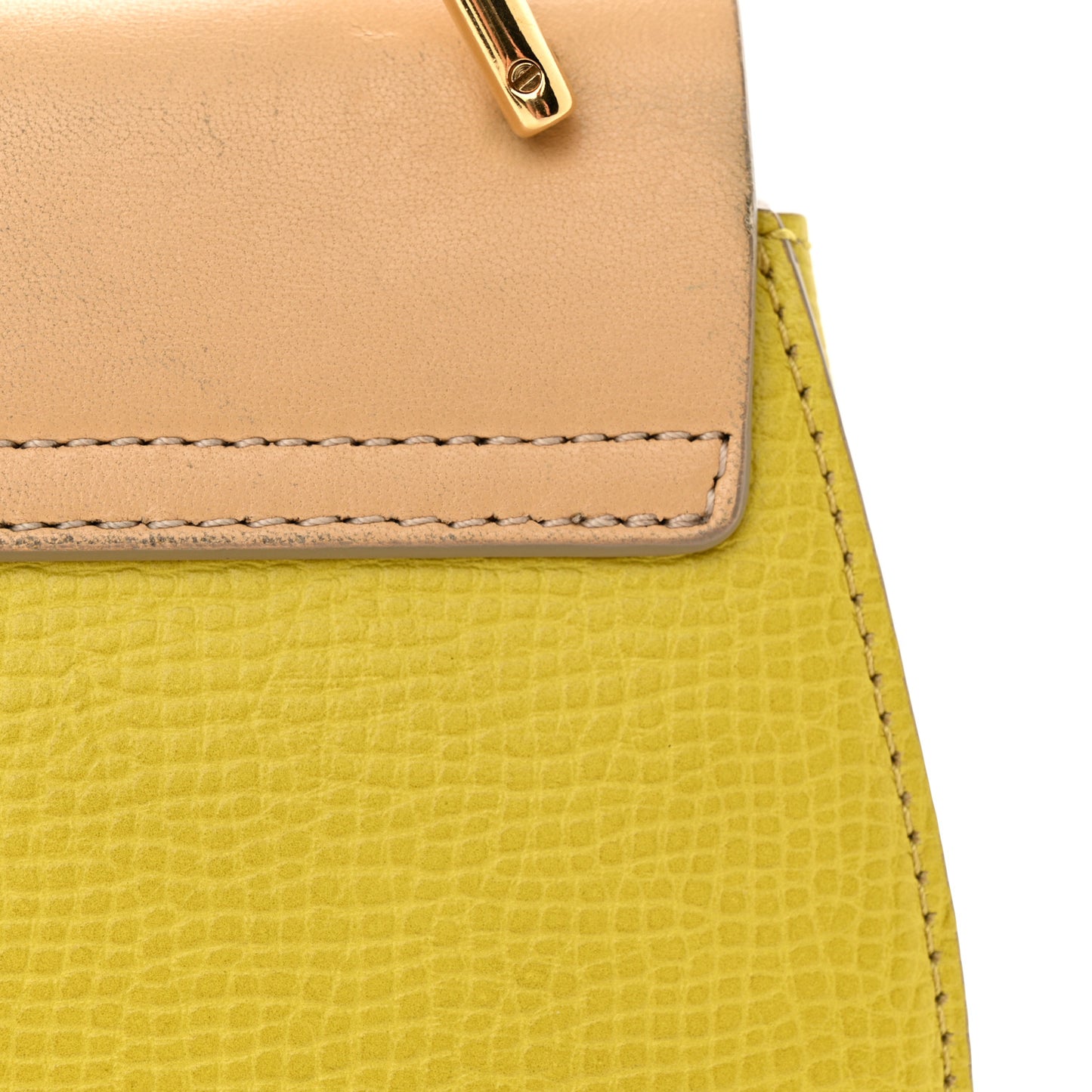 Grained Calfskin Lambskin Mini Bi-Color Drew Shoulder Bag Yellow Beige