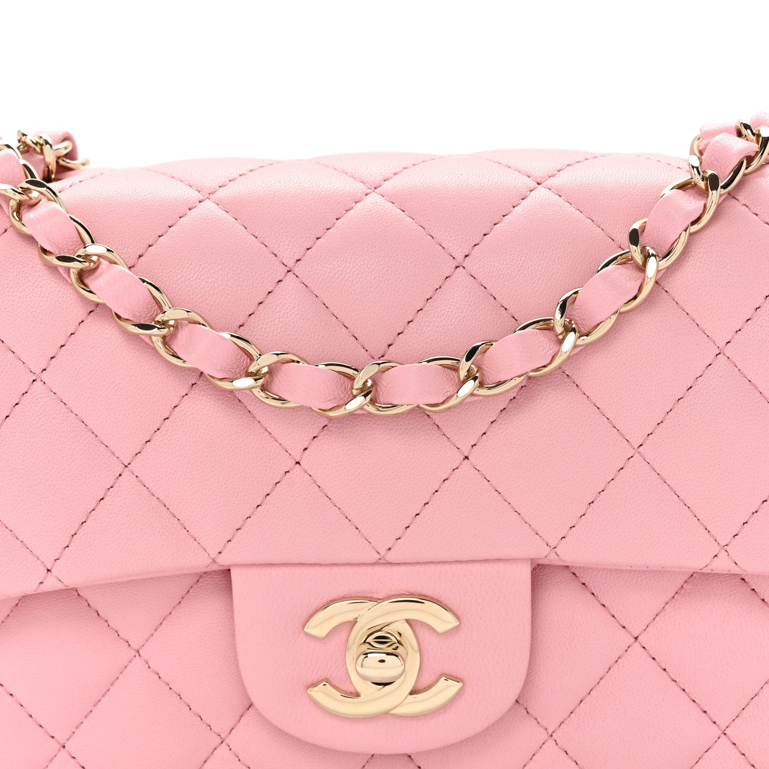 Chanel Lambskin Quilted Mini Rectangular Flap Light Pink 8 of 10