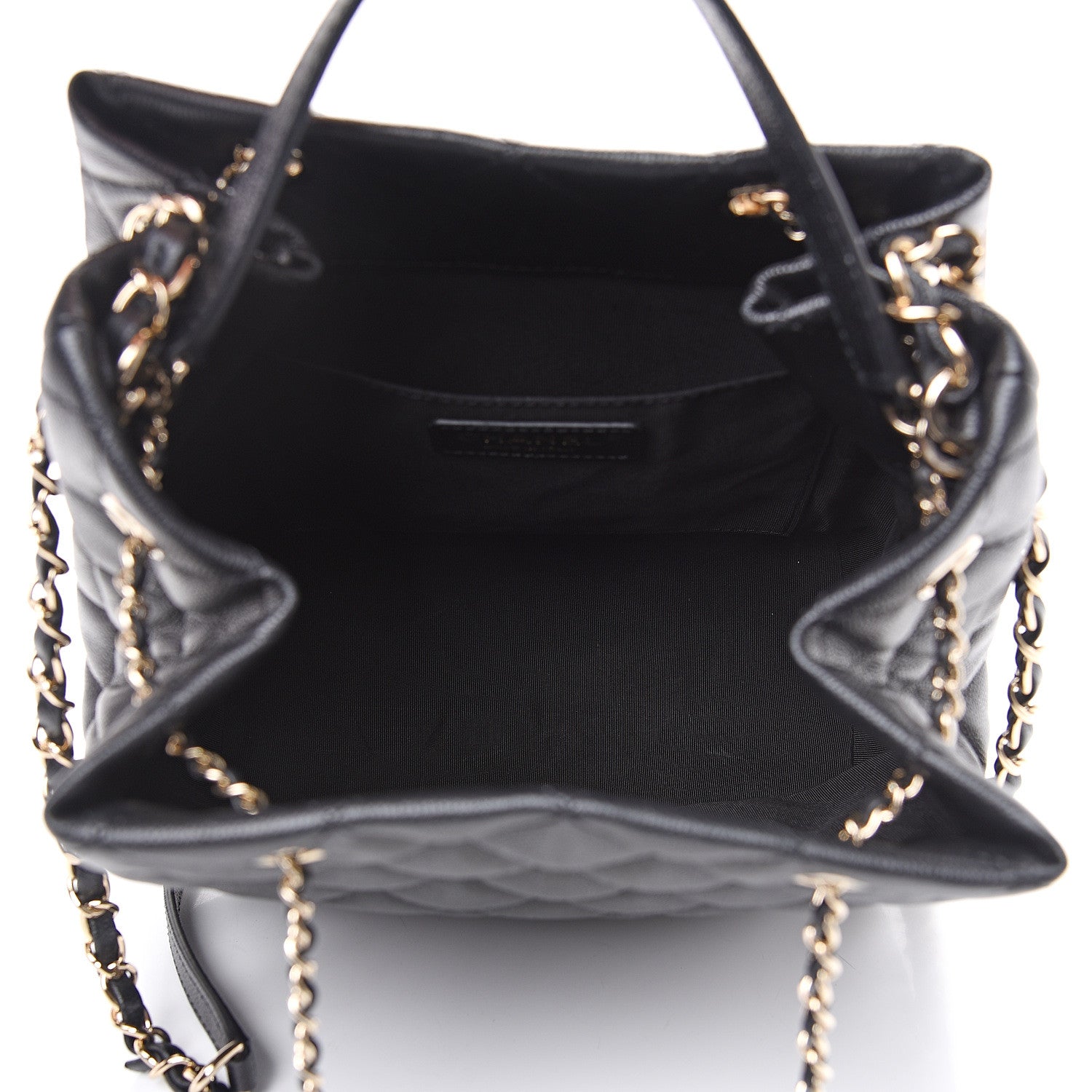 Chanel Caviar Quilted Large Rolled Up Bucket Drawstring Bag Black 4 of 9