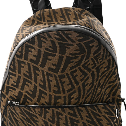 Fendi X SARAH COLEMAN Fabric Jacquard Vitello Grace Light Woven Lanyard FF Vertigo Pouch Pocket Backpack Tobacco Moro Black 8 of 10