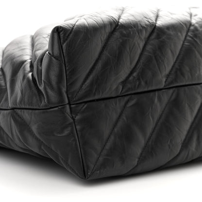 Balenciaga Crushed Calfskin Quilted Matte Black Hardware Large Crush Carry All Tote Bag Black 8 of 9