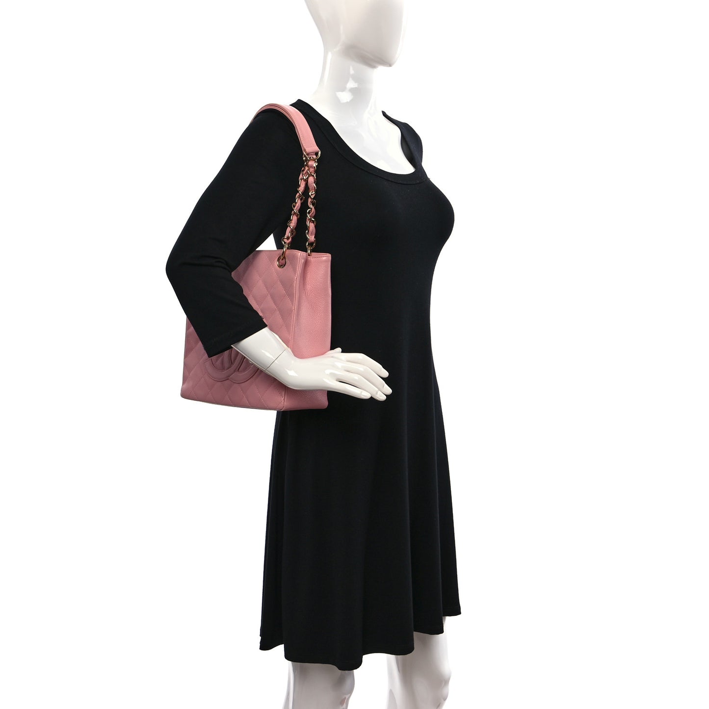 Caviar Quilted Petit Shopping Tote PST Pink