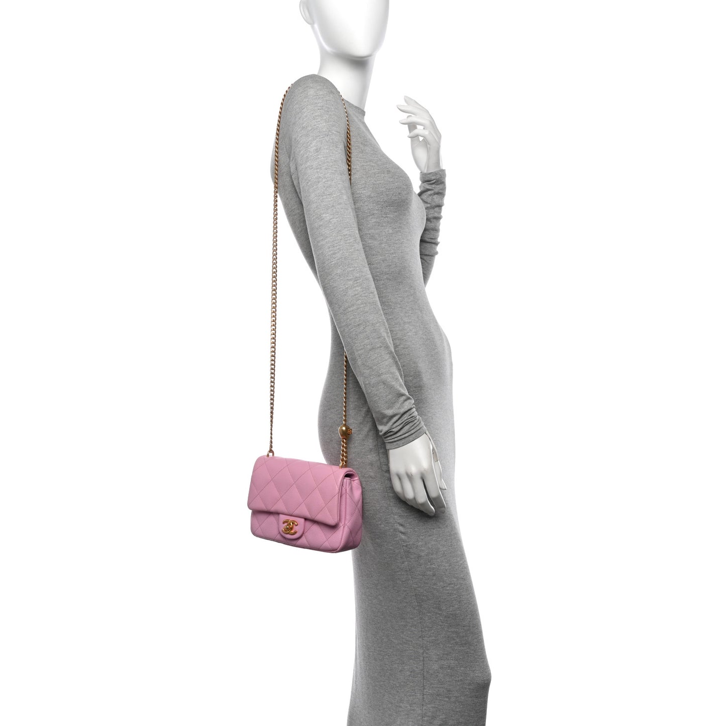 Caviar Quilted Mini Sweetheart Flap Lilac
