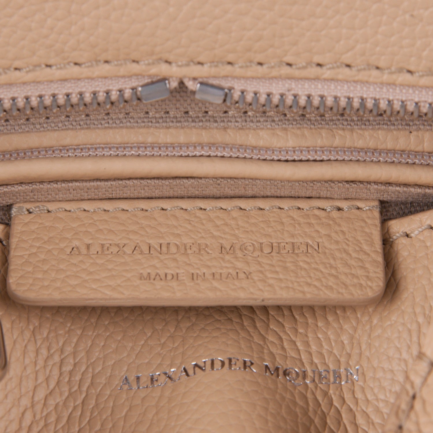 Alexander McQueen Pebbled Calfskin Small Skull Padlock Zip Around Tote Blonde 5 of 5