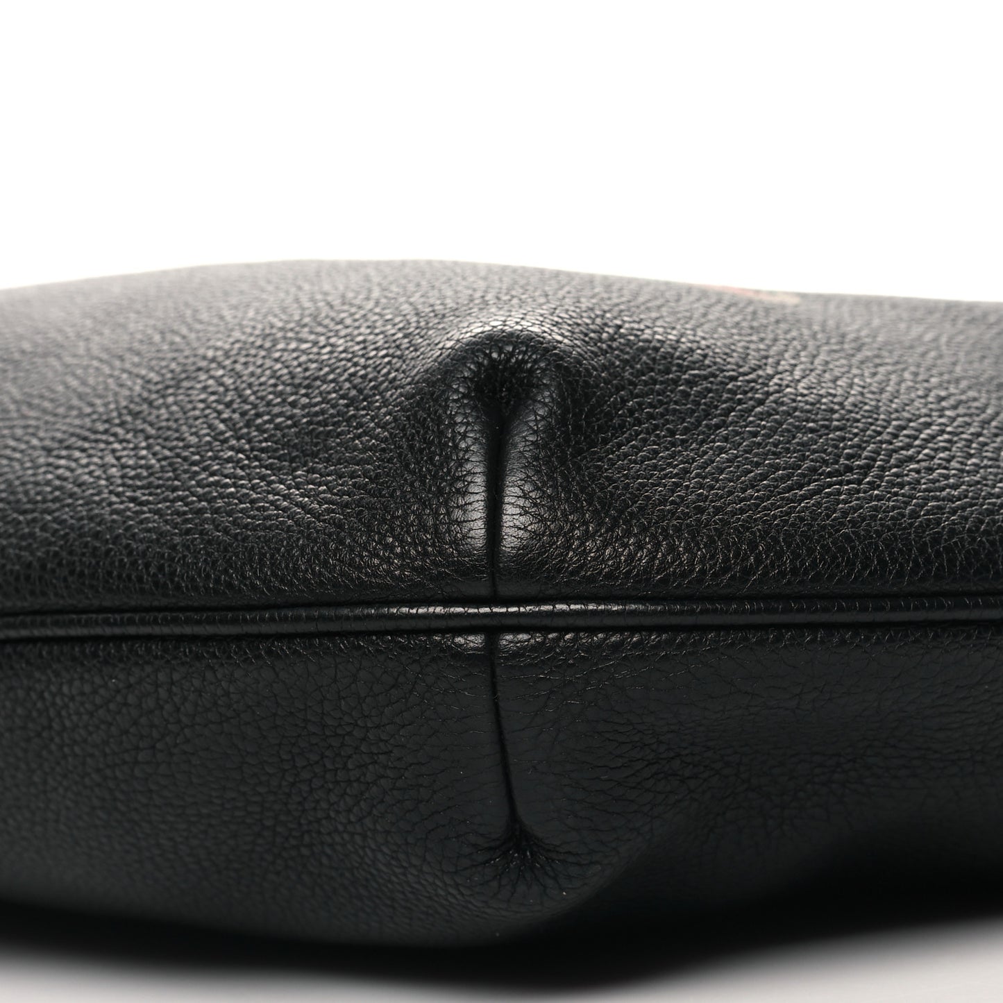 Grained Calfskin Logo Half Moon Hobo Black