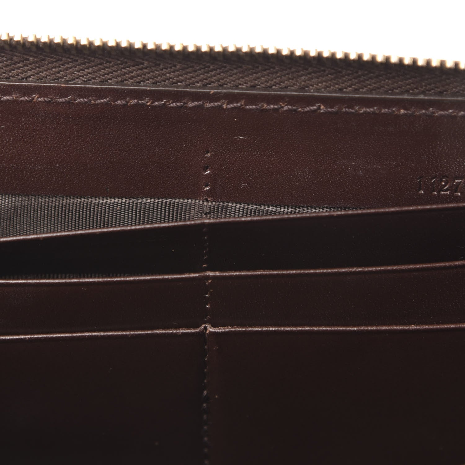 Gucci Guccissima Margaux Calfskin Metal Bar Zip Around Wallet Chocolate 11 of 13