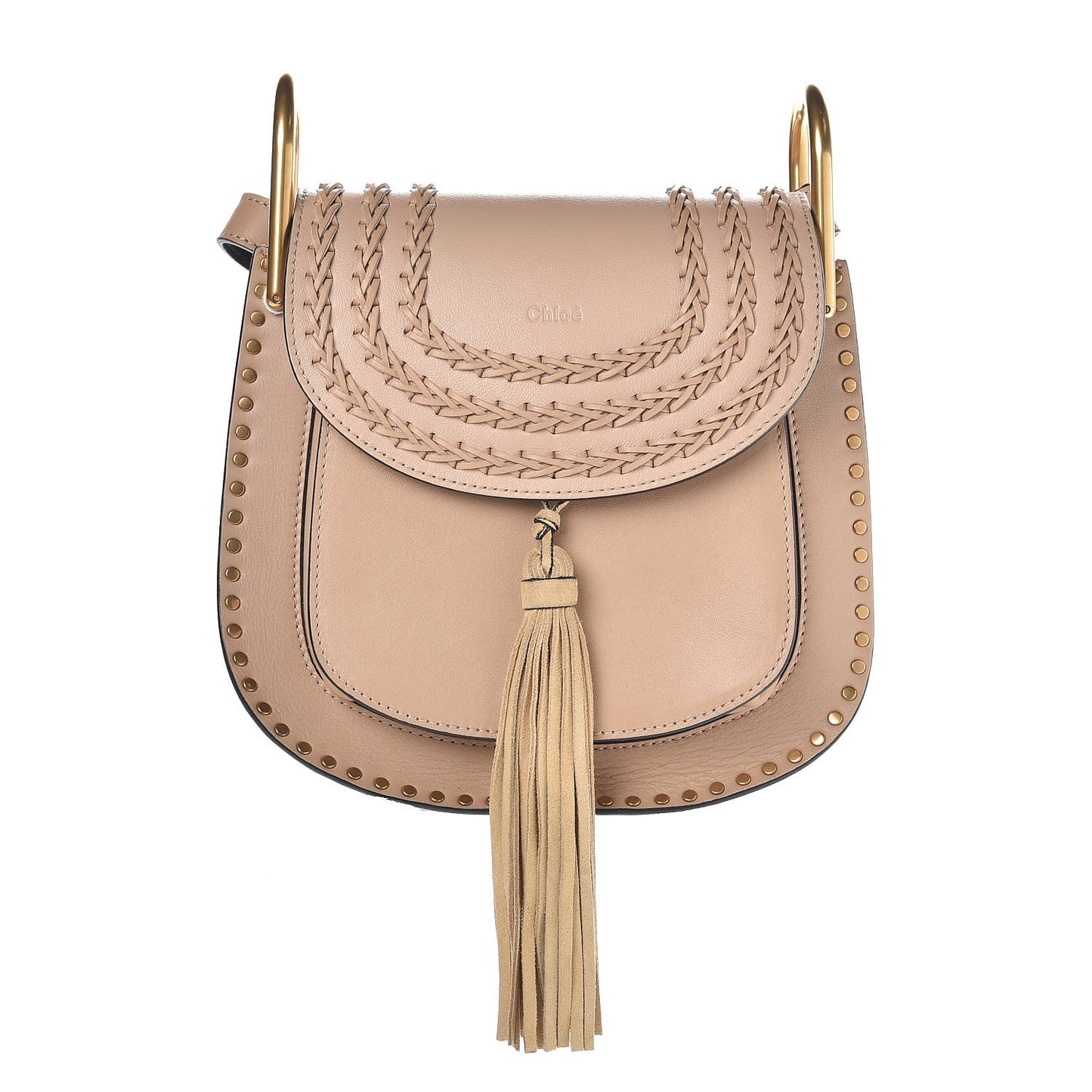 Calfskin Braided Small Hudson Shoulder Bag Pearl Beige