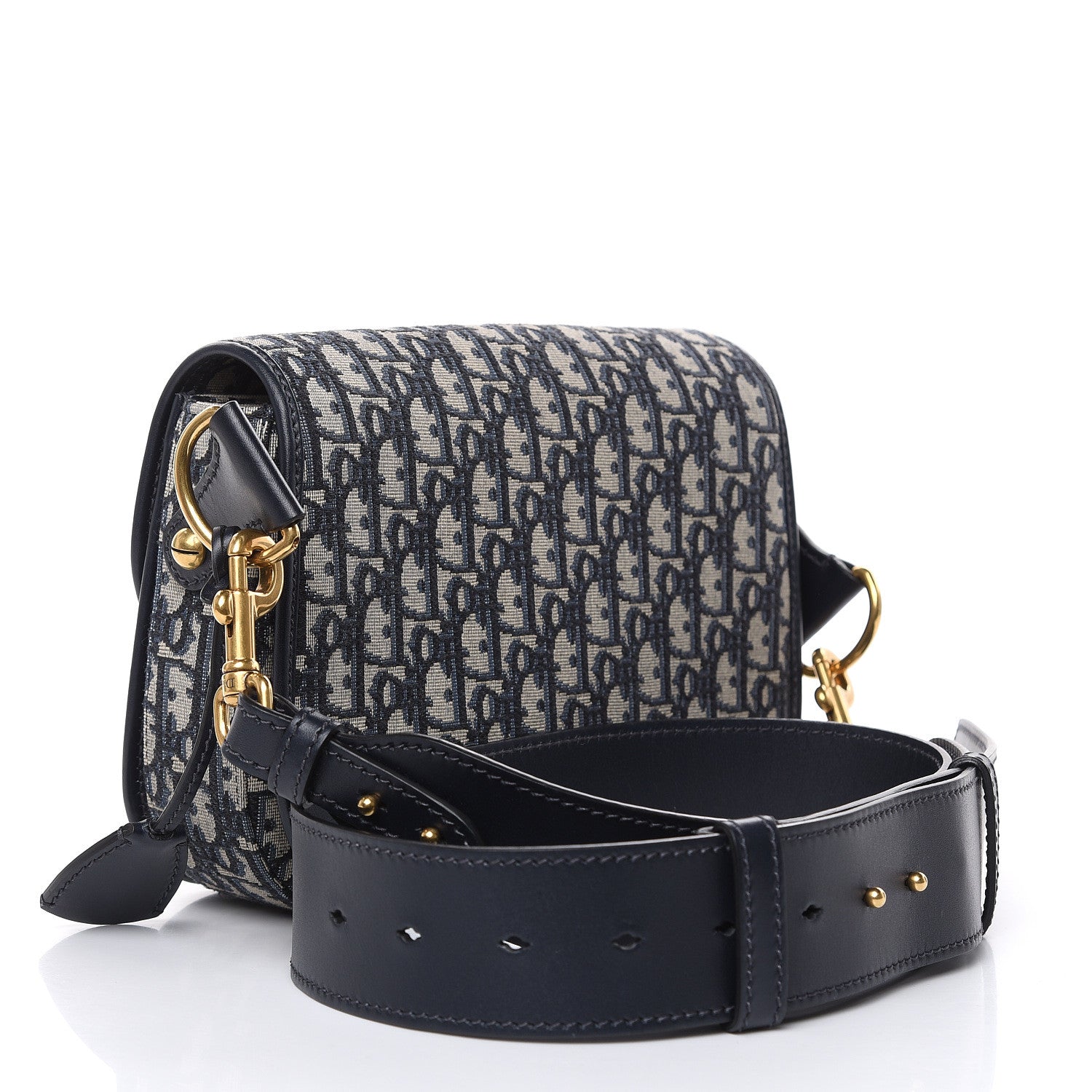 Christian Dior Oblique Flap Bag Navy Blue 3 of 14