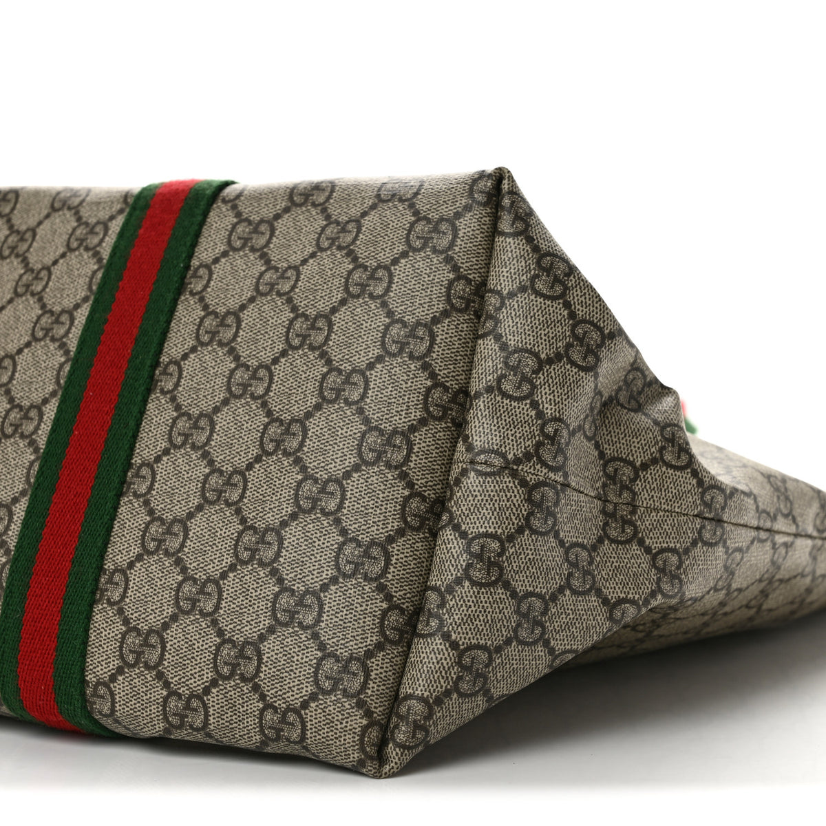 Gucci Tender GG Supreme Monogram Textured Dollar Calfskin Web Tote Beige Ebony New Acero 9 of 10