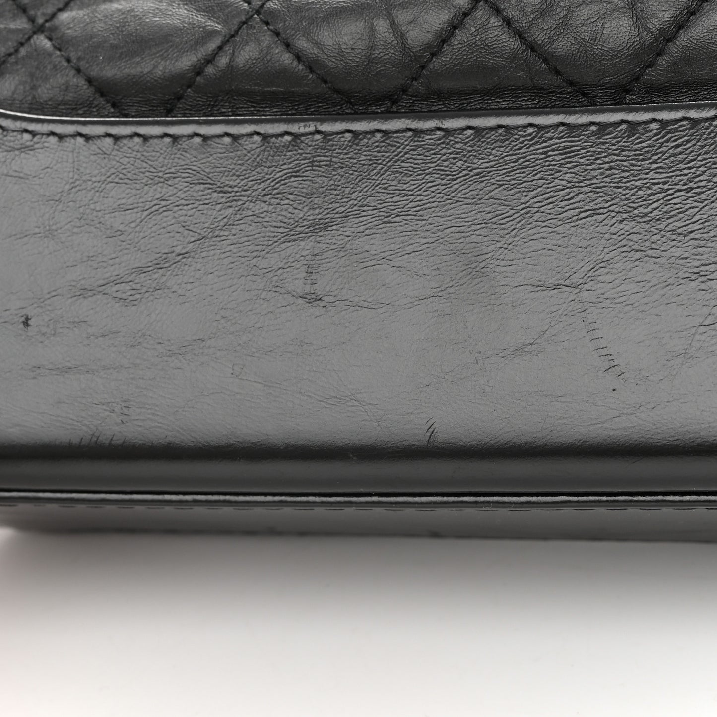 Aged Smooth Calfskin Quilted Medium Gabrielle Logo Hobo Black