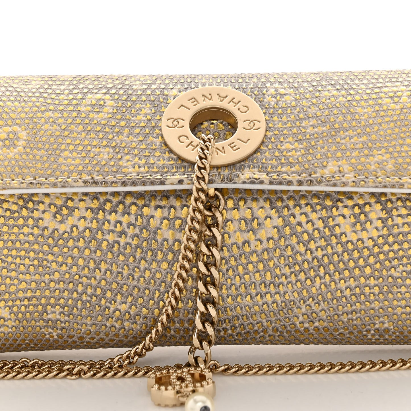 Lizard Pearl Evening Clutch Beige