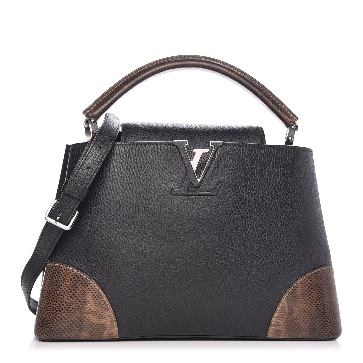 Louis Vuitton Taurillon Watersnake Capucines PM Black 1 of 8