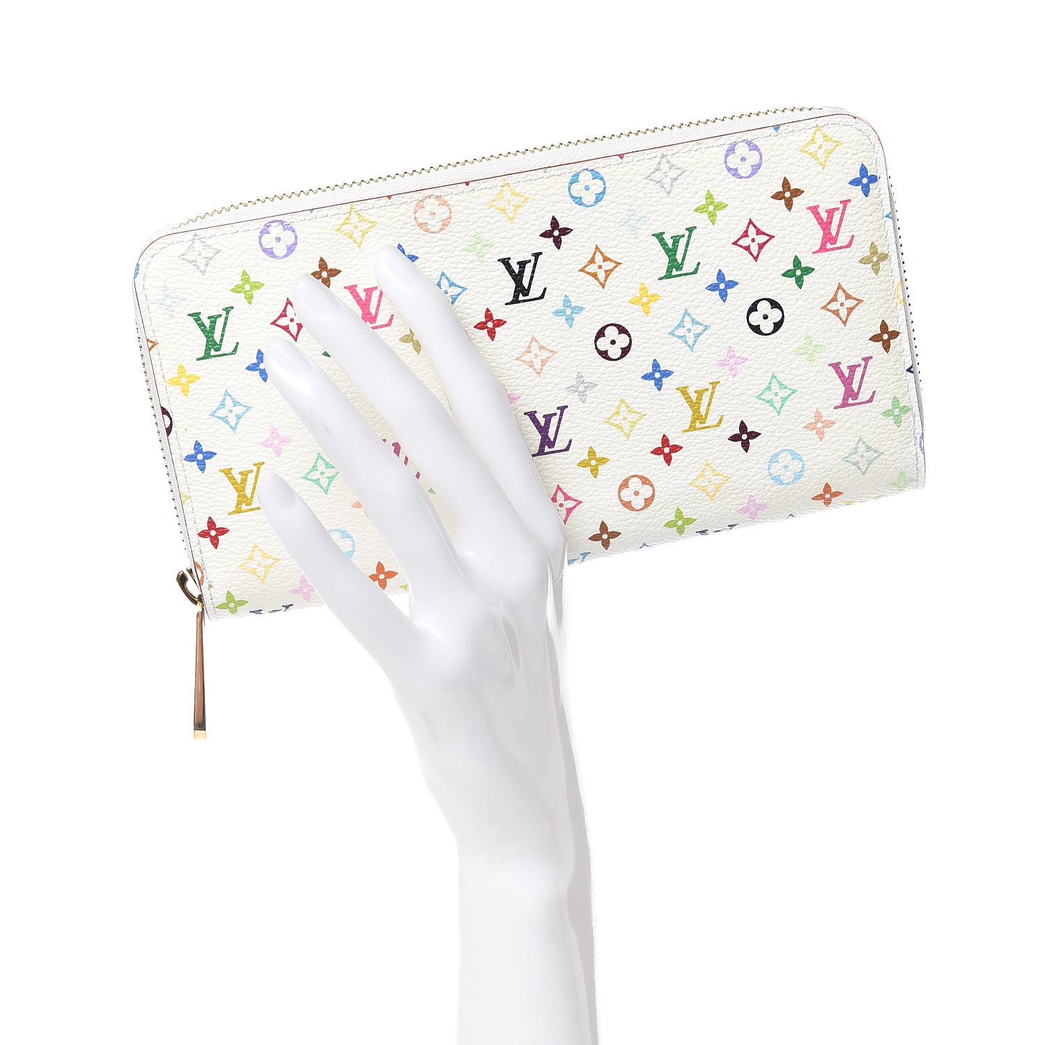 Louis Vuitton Monogram Multicolor Zippy Wallet White Litchi 2 of 7