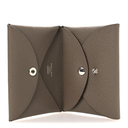 Hermes Epsom Calvi Duo Card Case Etoupe 5 of 9