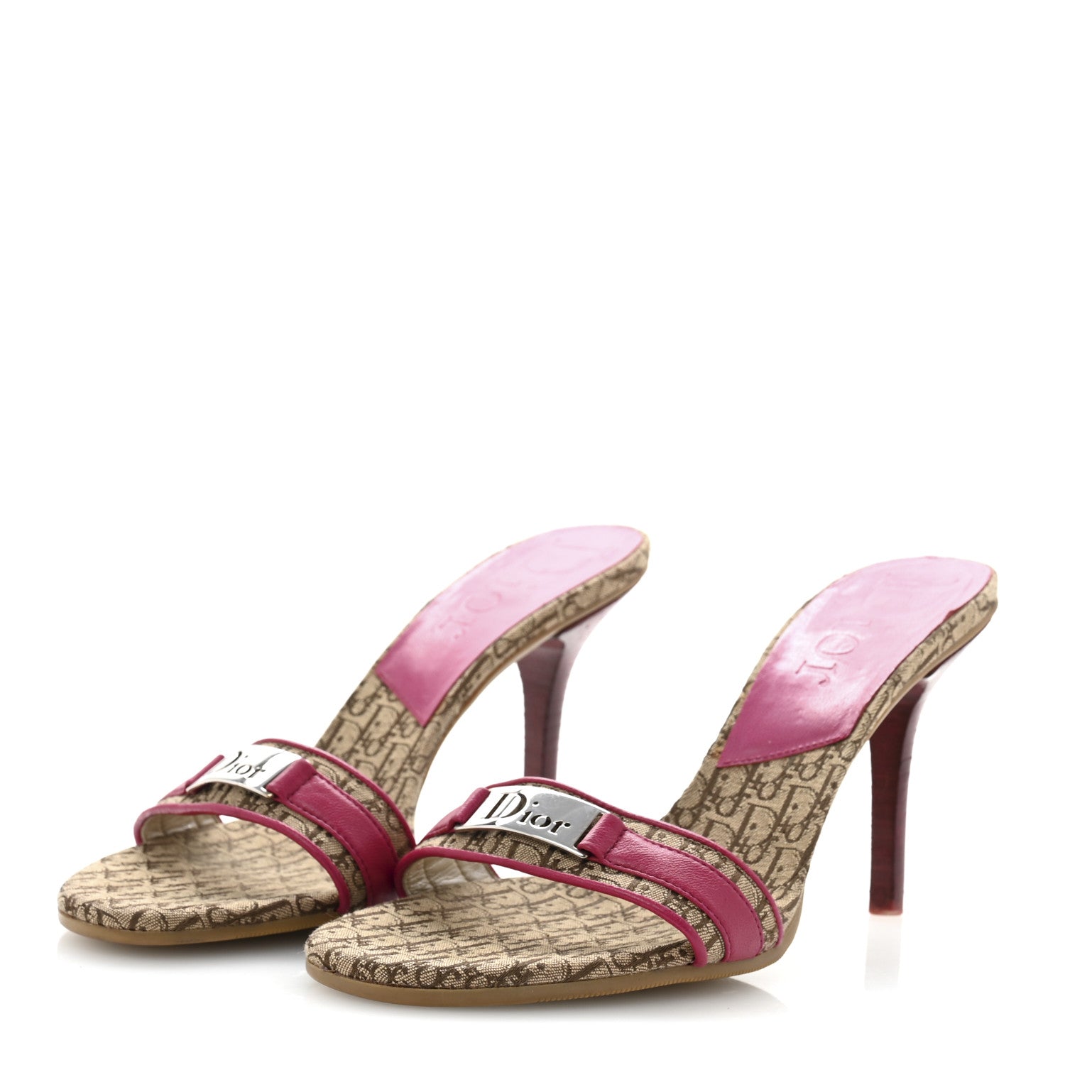 Christian Dior Monogram Logo Sandals 39 Beige Dark Pink 4 of 11