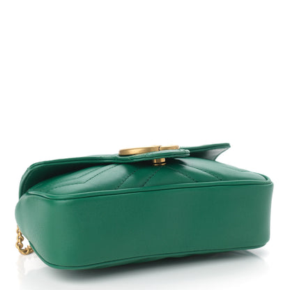 Gucci Calfskin Matelasse Super Mini GG Marmont Shoulder Bag Emerald Green 4 of 10