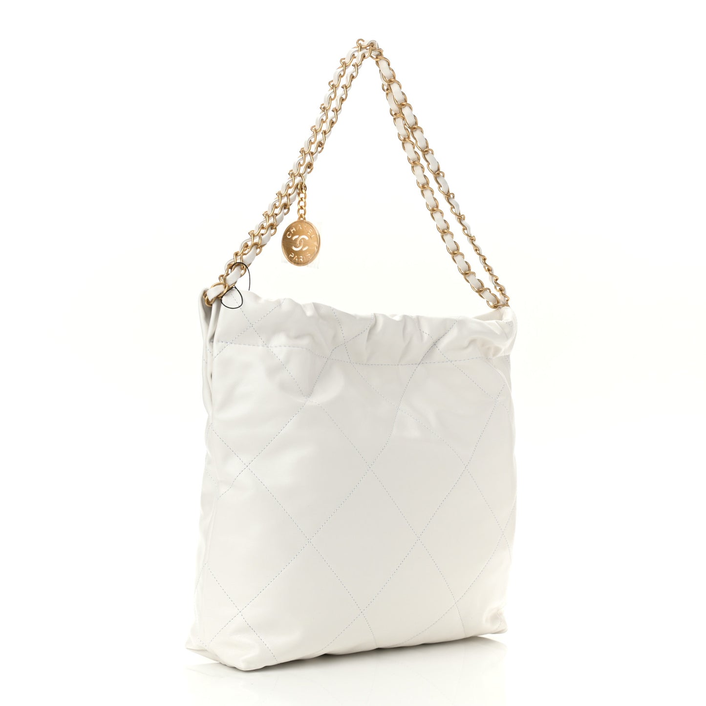 Shiny Calfskin Quilted Small Chanel 22 White